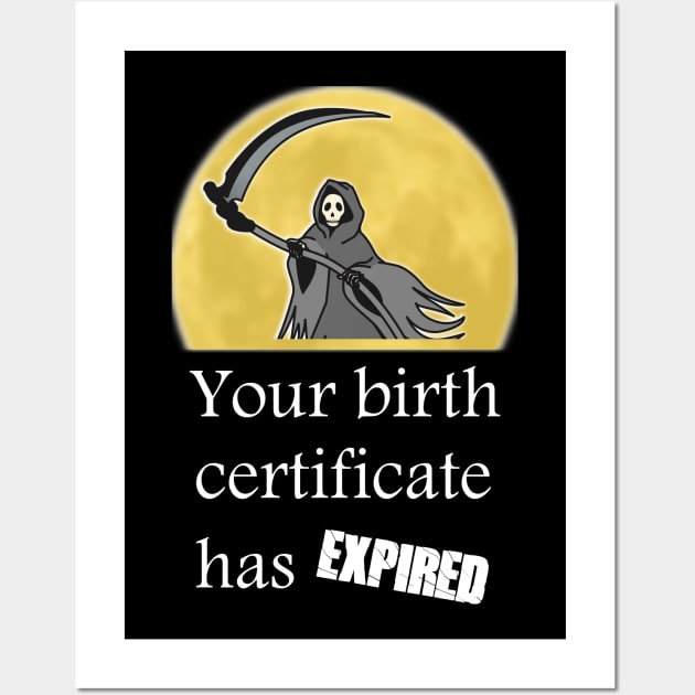 Your birth certificate has expired. Wall Art by Slap Cat Designs